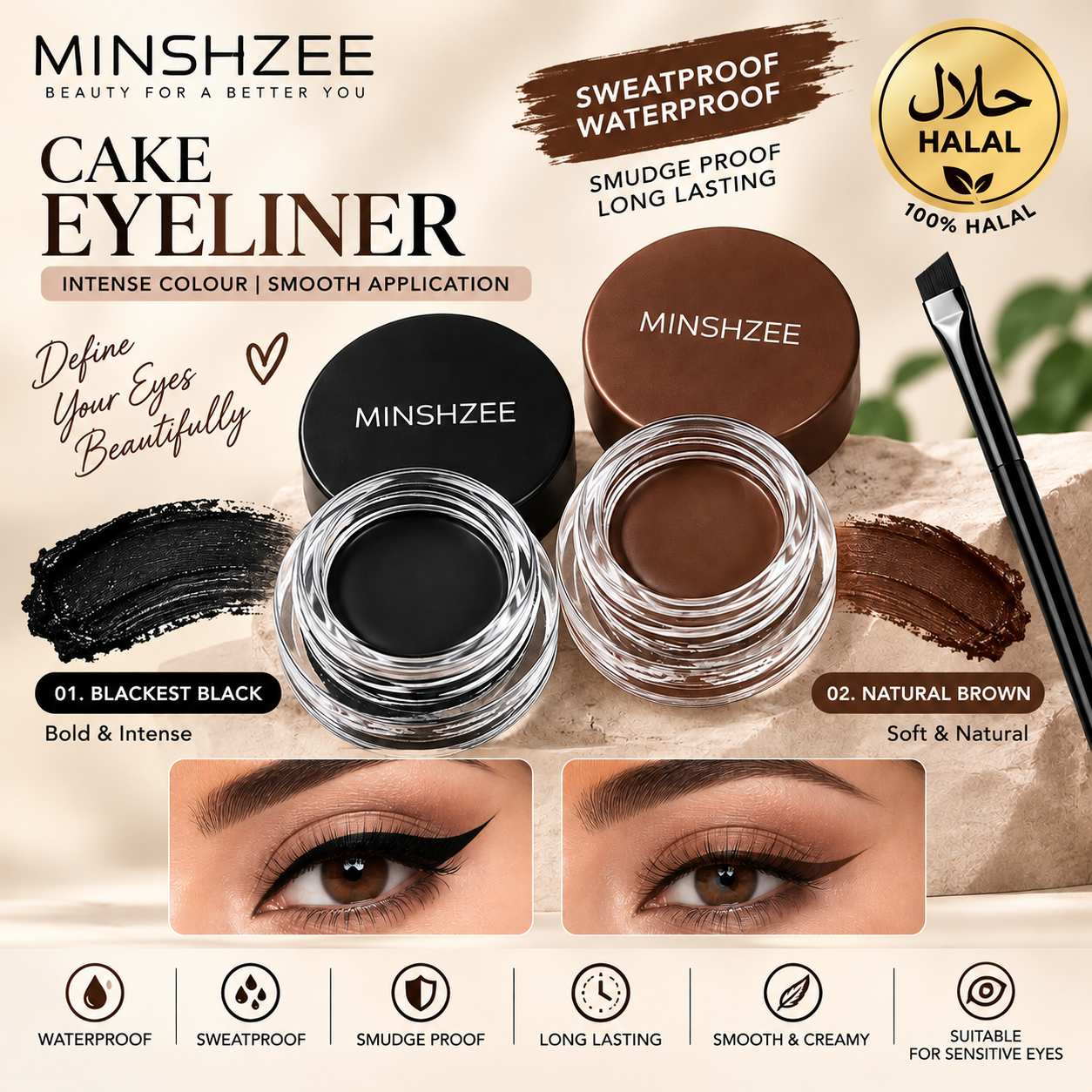 Cake Eyeliner (Sweatproof, Waterproof)